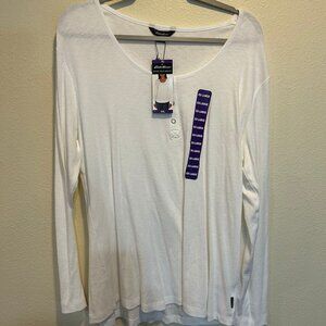 Eddie Bauer Scoop Snap White Henley